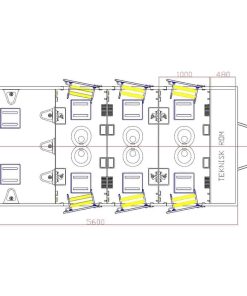 Toalettvogn med 6 vannklosetter og 5 urinaler